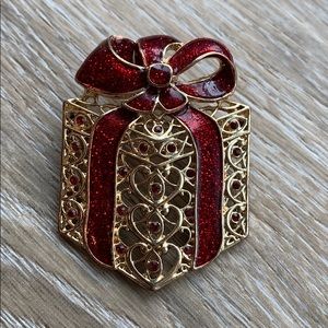 LIZ CLAIBORNE Christmas Present Brooch Pin